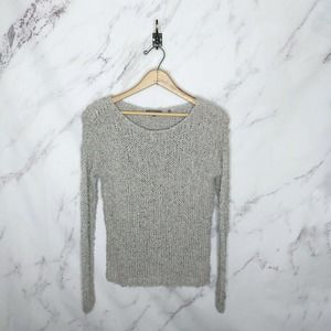 Vince Silver Metallic Thread Open Knit Sweater